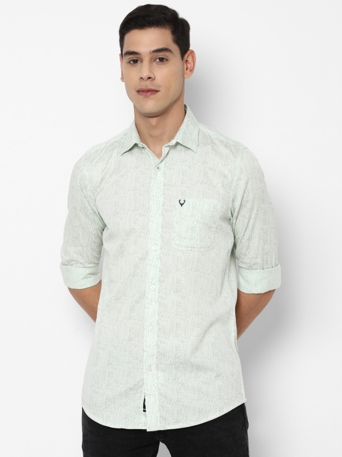 

Allen Solly Men Green Slim Fit Ditsy Printed Cotton Casual Shirt