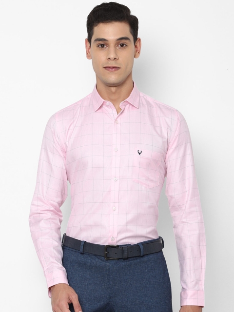 

Allen Solly Men Pink & Grey Slim Fit Checked Cotton Formal Shirt