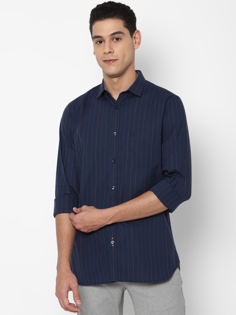 

Allen Solly Men Navy Blue Slim Fit Striped Cotton Casual Shirt
