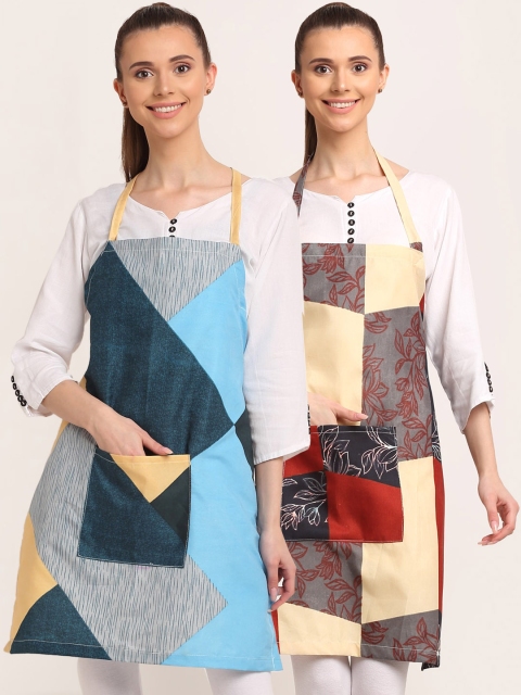 

TAG 7 Unisex Pack Of 2 Multicoloured Printed Aprons, Multi
