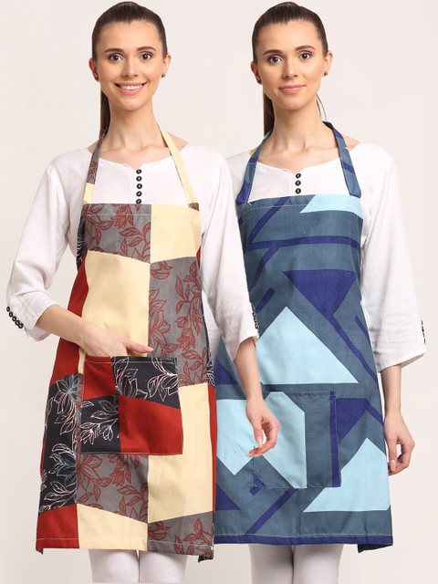 

TAG 7 Multicoloured Pack of 4 Printed Aprons & Napkins, Multi
