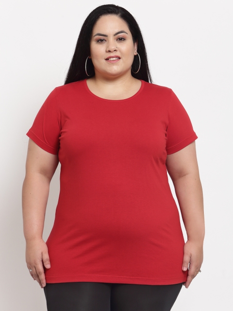 

plusS Women Red Solid T-shirt