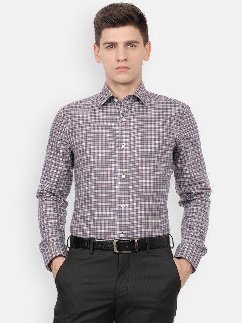 

Louis Philippe Men White Checked Formal Shirt
