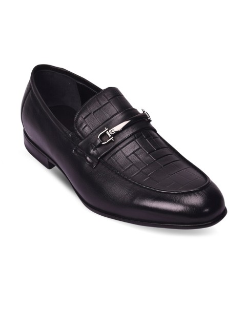 

Pavers England Men Black Textured Leather Formal Loafers