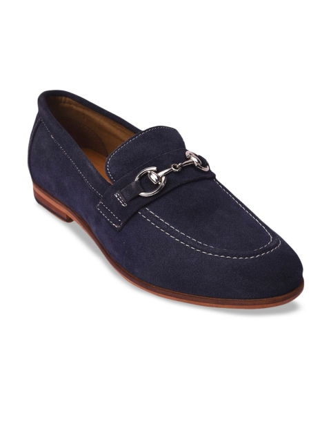

Pavers England Men Navy Blue Solid Leather Formal Loafers