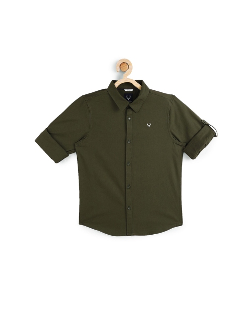 

Allen Solly Junior Boys Olive Green Slim Fit Solid Casual Shirt