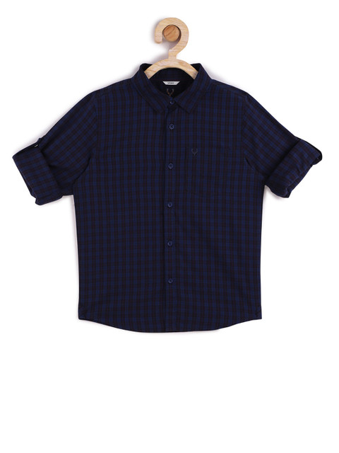 

Allen Solly Junior Boys Navy Blue Slim Fit Checked Casual Shirt