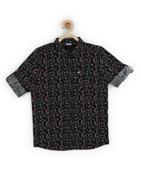 

Allen Solly Junior Boys Black Slim Fit Printed Casual Shirt