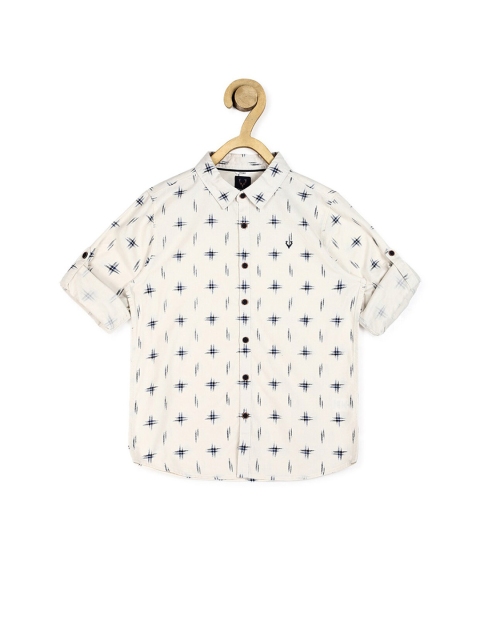 

Allen Solly Junior Boys Cream-Coloured Slim Fit Printed Casual Shirt
