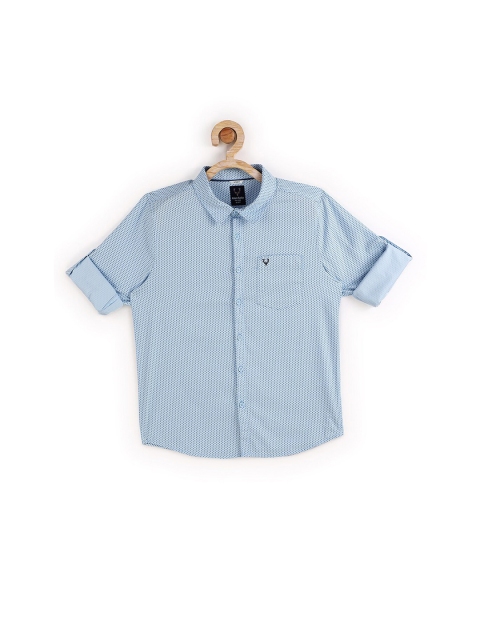

Allen Solly Junior Boys Blue & White Slim Fit Printed Pure Cotton Casual Shirt