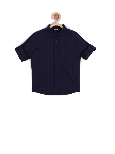 

Allen Solly Junior Boys Navy Blue Slim Fit Checked Casual Shirt