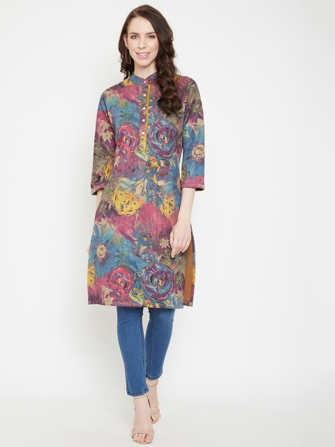 

armure Women Pink & Blue Floral Printed Floral Kurta