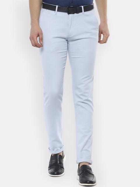 

Louis Philippe Sport Men Aqua Blue Solid Slim Fit Mid-Rise Plain Knitted Flat-Front Chinos