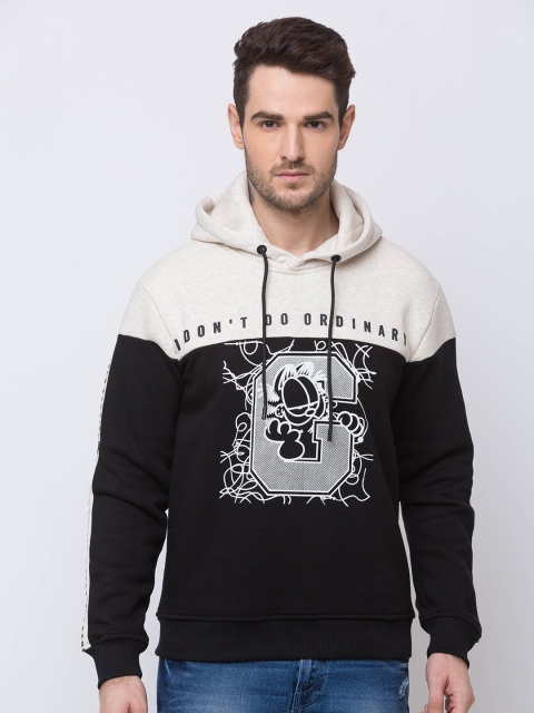 

Status Quo Men Black Printed Hooded Sweatshirt