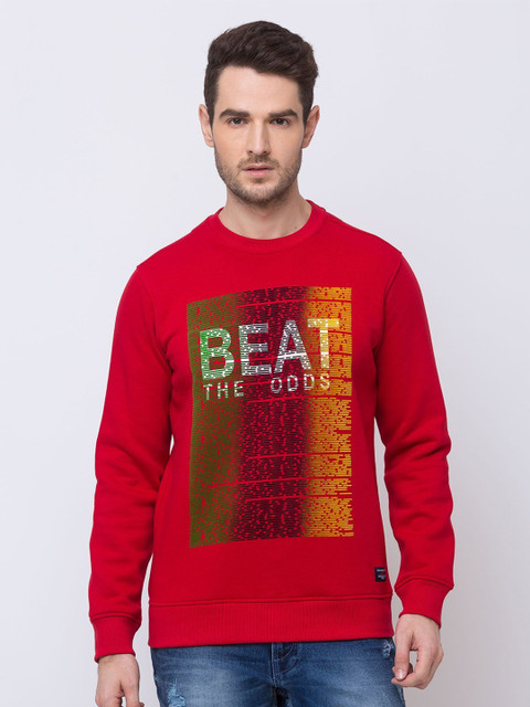 

Status Quo Men Red Printed Sweatshirt