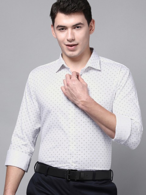 

Park Avenue Men White Slim Fit Printed Formal Shirt