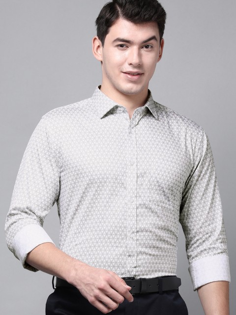 

Park Avenue Men White & Blue Slim Fit Printed Formal Shirt