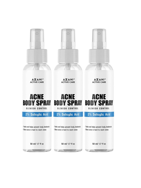 

Azani Active Care Set Of 3 Acne Body Sprays With 2% Salicylic Acid, White