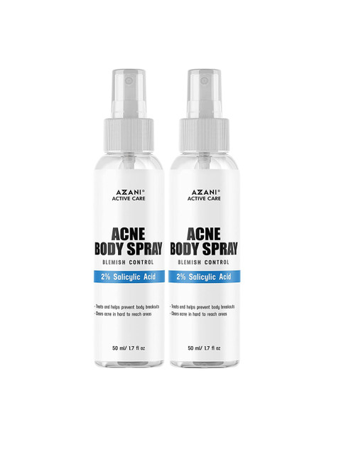 

Azani Active Care Pack of 2 Salicylic Acid Acne Body Spray 50 ml, White