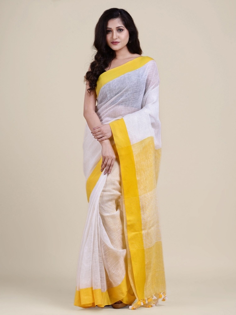 

Charukriti White & Yellow Pure Linen Saree