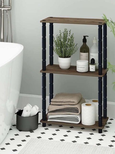 

Tormeti Brown & Black Solid Wooden 3-Tier Rectangle Shelf Rack