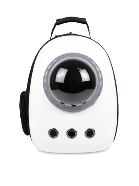 

Emily Pets White & Black Solid Cat Carrier Bag