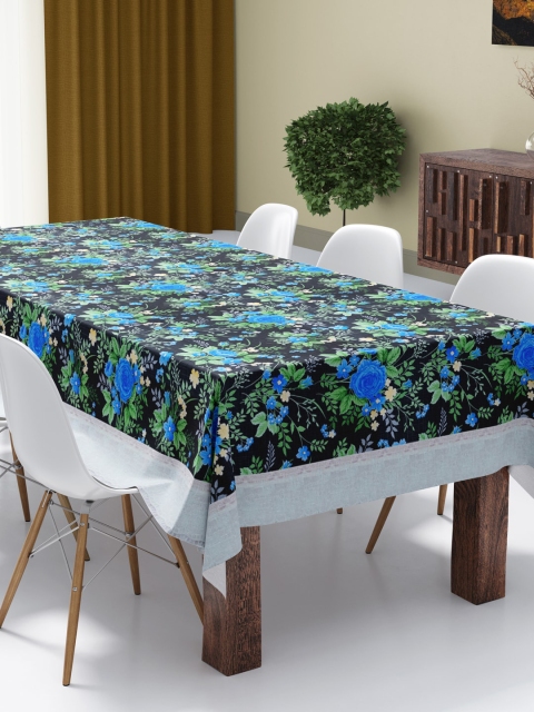 

BIANCA Black & Blue Floral Easy Clean Vinyl Pvc 4-Seater Table Cover