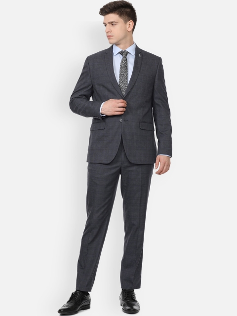 

Van Heusen Men Grey Checked Slim Fit Single-Breasted 2-Piece Formal Suit