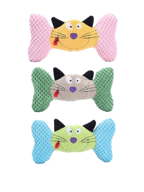 

Emily Pets Set Of 3 Dog & Cat Squeaky Toys, Blue