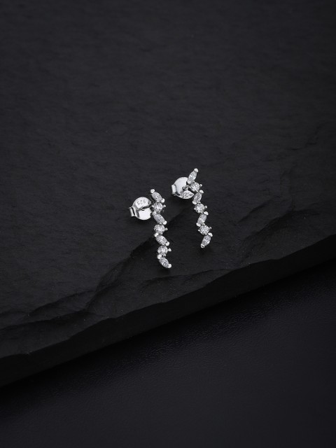 

VANBELLE Silver-Toned Contemporary Drop Earrings