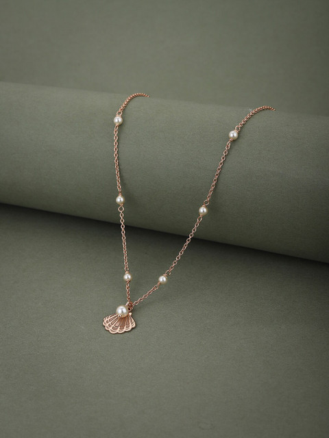 

VANBELLE Rose Gold & White Sterling Silver Rose Gold-Plated Necklace