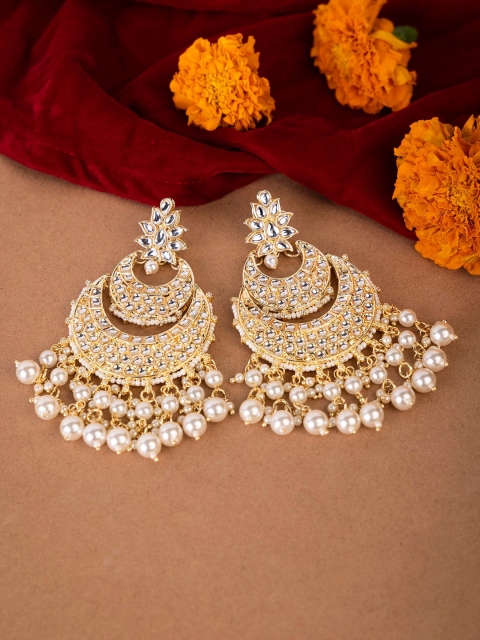 

INDYA Gold-Toned Contemporary Chandbalis Earrings