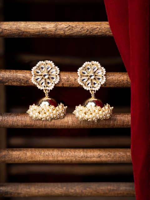 

INDYA Gold-Toned Contemporary Jhumkas Earrings