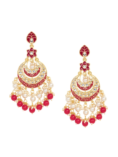 

INDYA Red Contemporary Chandbalis Earrings
