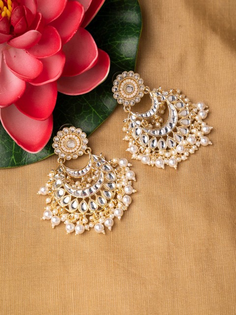 

INDYA Gold-Toned Contemporary Chandbalis Earrings