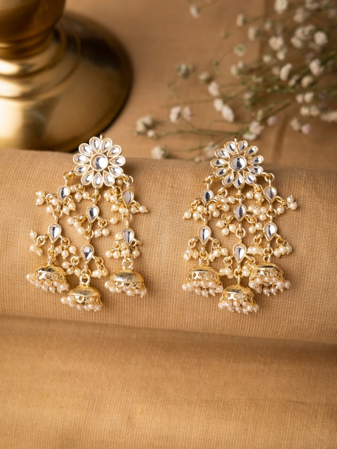 

INDYA Gold-Toned Contemporary Drop Earrings