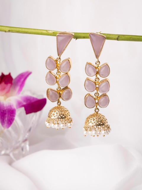 

INDYA Pink Contemporary Jhumkas Earrings