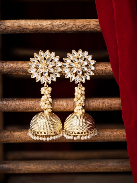 

INDYA Gold-Toned Contemporary Jhumkas Earrings