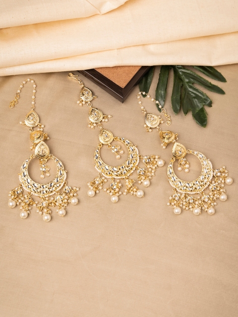 

INDYA Gold-Toned Contemporary Drop Earrings
