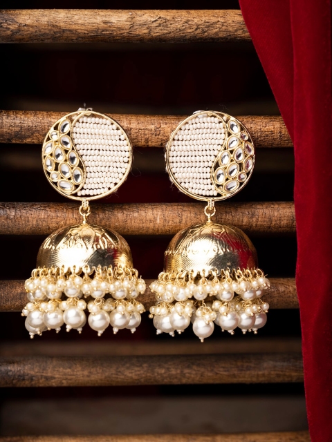 

INDYA Gold-Toned Contemporary Jhumkas Earrings