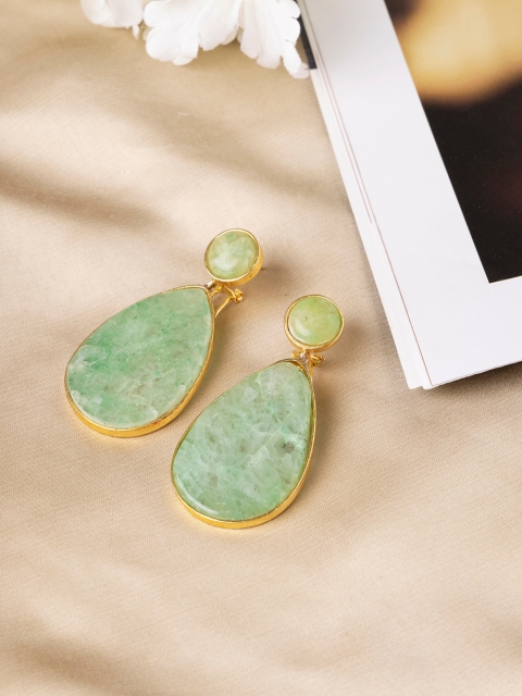 

INDYA Green Contemporary Drop Earrings