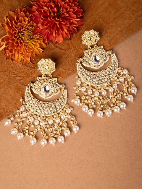 

INDYA Gold-Toned Contemporary Chandbalis Earrings