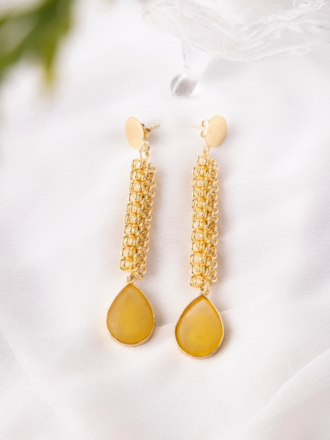 

INDYA Yellow Contemporary Drop Earrings