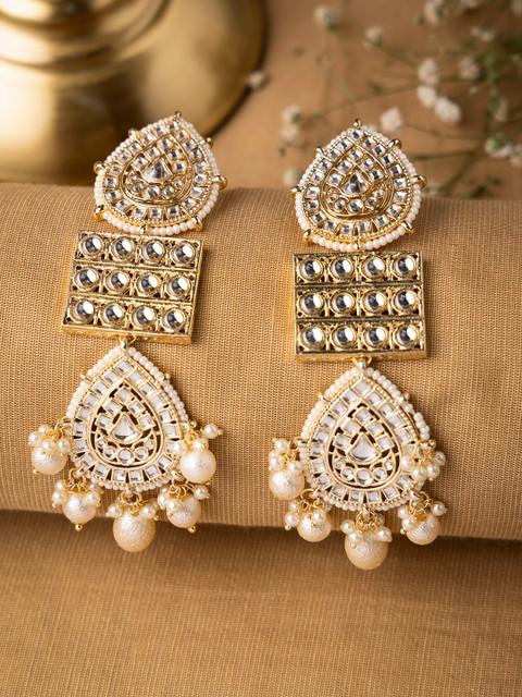 

INDYA Gold-Toned Contemporary Drop Earrings