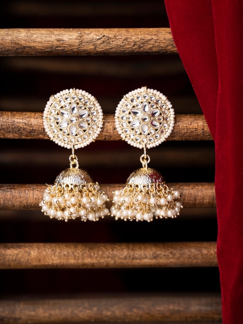 

INDYA Gold-Toned Contemporary Jhumkas Earrings