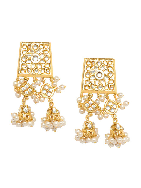 

INDYA Gold-Toned Contemporary Jhumkas Earrings