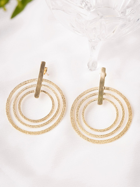 

INDYA Gold-Toned Contemporary Drop Earrings