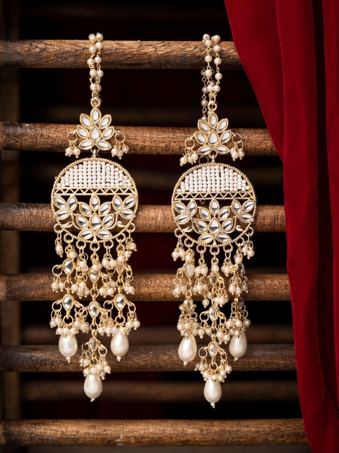

INDYA Gold-Toned Contemporary Drop Earrings