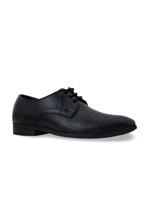 

Khadims Men Black Solid Leather Formal Derbys