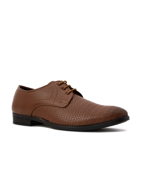 

Khadims Men Tan Brown Textured Formal Derbys